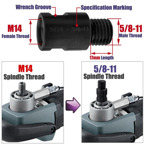 6Pcs M14 to 5/8 Inch-11 Adapter Angle Grinder Thread Converter Adapter Shaft Connector for Diamond Core Drill Bits 1