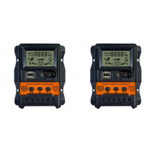 2X 20A Solar Charge Controller 12V24V Solar Panel Battery Controller Regulator Auto 2 USB LCD Display Load Discharger