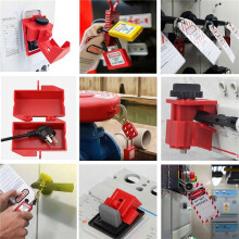 4X Zestaw Lockout Tagout, Zestaw Loto-Kit Elektryczny z Blokadą Wyłącznika, Klamry Blokujące, Etykiety Blokujące Wyłącznik Wielobiegunowy
