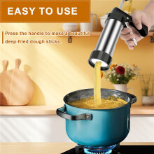 2X Churrera Churro Maker Machine Stainless Steel Churro Maker Kit with 3 Different Tips Piping Nozzle Hollow