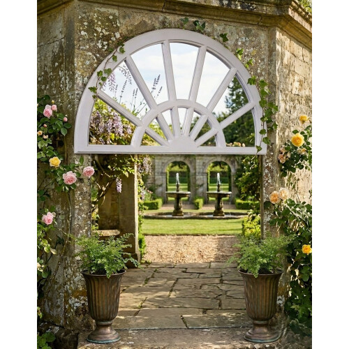 White Half Circle Palladian Arch Mirror 66X37cm