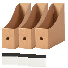 Set van 3 kartonnen tijdschriftenhouders/documentenhouders, opvouwbare opbergdozen voor tijdschriften, documentenrekken, bureau-organizer vo
