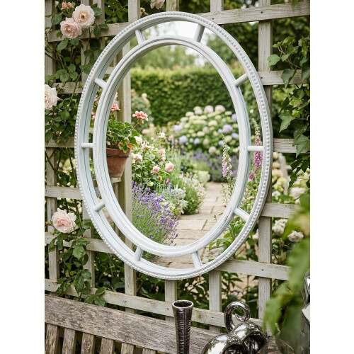 White Shabby Chic Oval Mirror 48.5x58.5x3CM