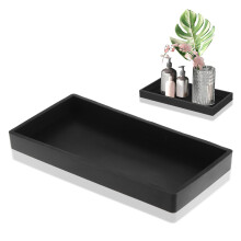 Bandeja decorativa para pia de banheiro, bandeja de silicone antiderrapante retangular para sabonete líquido, organizador para bancada de pia,