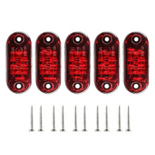5 PeçAs LED Vermelho 2,5 Polegadas 2 Diodos Luz Oval de Folga CaminhãO Reboque Lâmpada Marcador Lateral