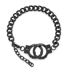 Handcuff Couples Chain Link Bracelet Partners Adjustable Chain Bracelet Gift for Unisex Lover Valentine's Gift Black
