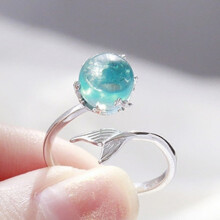 Silber Farbe Open Gelb Kristall Meerjungfrau Blasenringe für Frauen MäDchen Geschenk Aussage Schmuck Einstellbare GrößE Fingerring