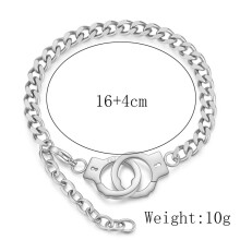 Handcuff Couples Chain Link Bracelet Partners Adjustable Chain Bracelet Gift for Unisex Lover Valentine's Gift Black