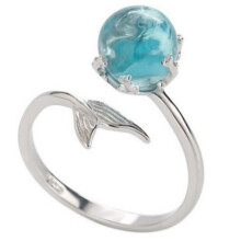 Silber Farbe Open Gelb Kristall Meerjungfrau Blasenringe für Frauen MäDchen Geschenk Aussage Schmuck Einstellbare GrößE Fingerring
