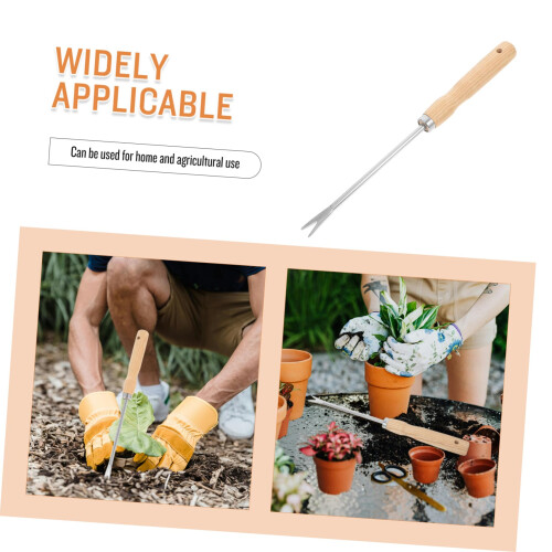 Ergonomic Wooden Handle Weeding Tool for Precision Root Removal, Durable Long Handle Dandelion Puller 1