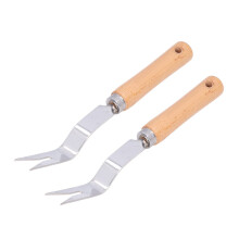 Garden Hand Weeder Set 2Pcs Stainless Steel Weed Removal Tool with Ergonomic Wooden Handle for Lawn and Flower Beds