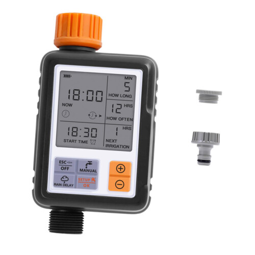 Automatic Garden Watering Timer with IP65 Waterproof Programmable Schedule, Outdoor Irrigation Controller for Hose, Sprinkler and Drip Systems