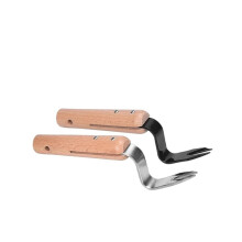 Stainless Steel Garden Hand Fork for Efficient Weed Removal, Ergonomic Wooden Handle, Silver
