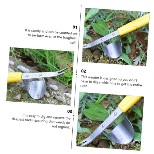 Stainless Steel Weeding Fork Root Removal Tool with Ergonomic Handle for Deep Root Gardening 2