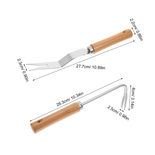 2pcs Ergonomic Hand Weeder with Wood Handle, Multifunction Garden Digging Tool for Precise Weeding 1