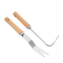 2pcs Ergonomic Hand Weeder with Wood Handle, Multifunction Garden Digging Tool for Precise Weeding