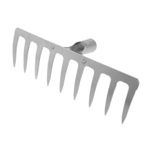 Heavy Duty Metal Garden Rake Without Handle Silver, Durable Iron Landscaping Rake for Lawn and Yard