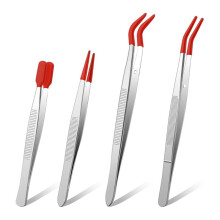 4 Stycken Pincett med Gummispets Pincett PVC-Belagd Pincett Set, Rakt Gummi Pincett Gummi Platt Pincett