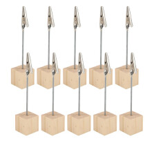 10 PCS Memo Holder Pine Base Message Clip Vertical Note Holder for Office Wedding Party House Decoration Birthday Photos