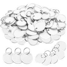 180st Metallfälgetiketter Nyckelbrickor Runda Pappersetiketter med Metallringar för Bilnycklar och Dörrnycklar, Vit & Silver