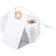 100 Pack Blank Tags with Elastic String Marking Hang Tags Attached Reinforced Hole Writable Blank Tags 2.75x1.37Inch
