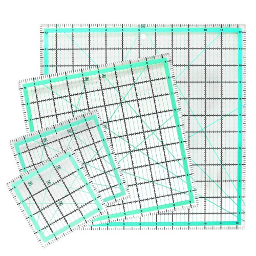 Régua Acolchoada Quadrada de 4 Peças (12,5/9,5/6/4,5 Polegadas) Régua Acrílica de Costura Régua Antiderrapante Ferramentas de Acolchoamento DIY
