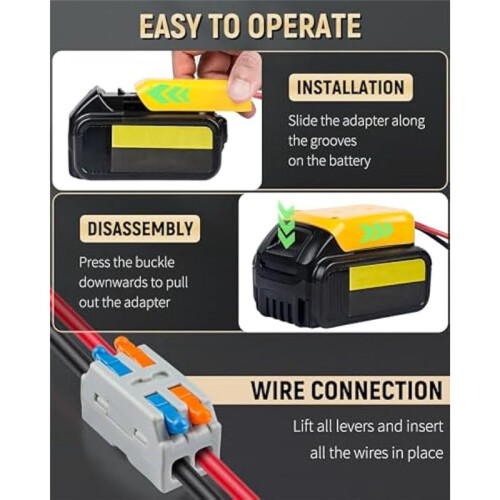2pcs Power Wheel Adapter for 20V Lithium Battery,Battery Adapter with Wire Harness Connector, Power Adapter Conversion