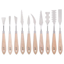 Malmesser-Set - 10-Teiliges Spachtel Aus Edelstahl, Spachtel, Malwerkzeuge, Metallmesser, Holzgriff.