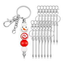 12 Stuks Kralen Sleutelhanger Bar, Zilveren Kraal Sleutelhanger Kralen Sleutelhanger voor Hanger DIY, voor Sleutelhanger Maken Maken Cadeau