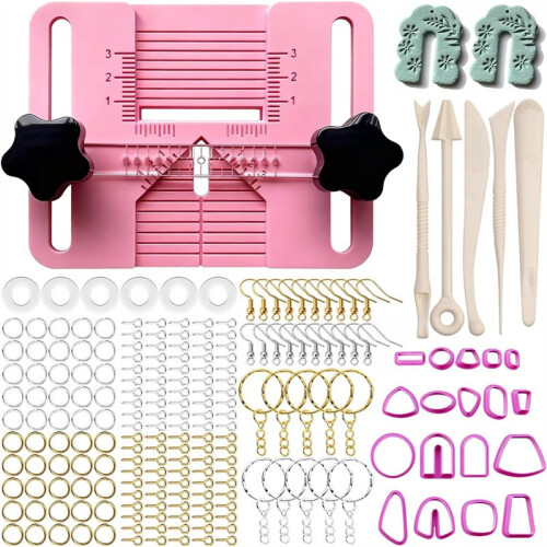 Polymer Clay Earring Hole Drill Guide Kit with Drill Tool, Molds & Studs for Precise Hole Alignment and Easy DIY Jewelry 1