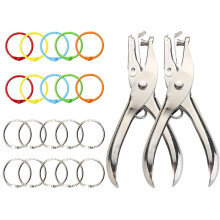 2 PCS 1/4inch Single Hole Punch with 20 Binder Rings for DIY Crafts, Office, School Use