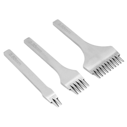 3Pcs Leather Stitching Punch Set Handwork Hole Punch Pricking Iron Chisel Punching Tool for Leather  DIY(3.85mm) 1