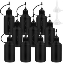 10 Stück 30-Ml-Klebstoffflaschen mit Tülle, Applikatorflaschen mit 2 Trichtern, für Klebstoff, Flüssigkeiten, Öl, Bastelarbeiten Usw., Schwarz