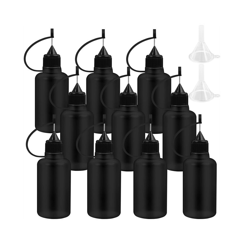10Pcs 30Ml Tip Glue Bottle, Tip Applicator Bottle With 2 Funnel, For Glue,Liquid,Oil, Diy Crafts Etc Black 6031386941926