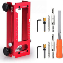 Door Hinge Jig,Adjustable Router Template Kit with File,Fits 2.5"-5"Size Hinges Radius/Square Corner Hinges,Compatible A