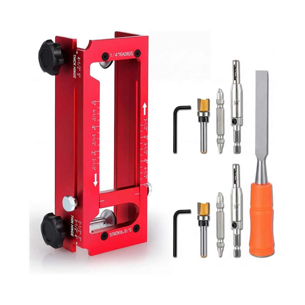 Door Hinge Jig,Adjustable Router Template Kit with File,Fits 2.5"-5"Size Hinges Radius/Square Corner Hinges,Compatible A-image-OPC-PTQQGBN-NEW