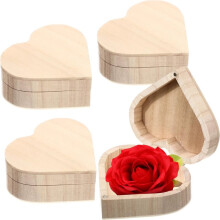 4 Stück 3,9 X 2 Zoll Große, Unbehandelte Herz-Holzkästchen zum Bemalen, Unbehandelte Herz-Schmuckkästchen Zur Aufbewahrung Am Valentinstag