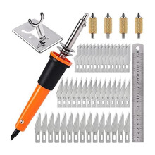 67Pcs Electric Hot Knife Cutter Tool Set, Hot Knife Multipurpose Stencil Cutter with Metal Stand EU Plug