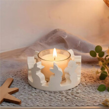 Easter Rabbit Holder Silicone Mold Cute Bunny Hollow House Tealight Candlestick Concrete Gypsum Resin Molds
