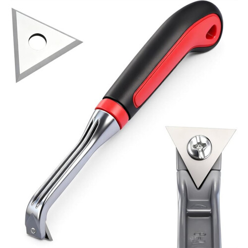 Carbide Scraper with Replacement Blades 1 Inch Three-Edged Steel Blade Ergonomic Paint Scraper Tool Paint Shaver