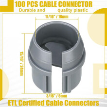 100Pcs Non Metallic Cable Connectors Wire Fixing Buckle,Snap Style Installation for Wiring 14/2-10/3 AWG,(1/2 Inch)
