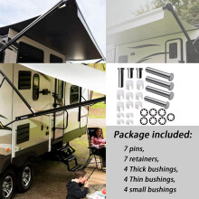 Awning Arm Repair Pin Kit for Power Rv Awning (Includes: 7 Pins, 4 Thick Bushings, 4 Thin Bushings, 4 Small Bushings)