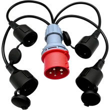 Adaptador CEE de Alta Corrente, Adaptador de Alta Corrente de 32 A para 16 A, Adaptador de Plugue de 415 V para 4 X 240 V, Adaptador CEE IP44