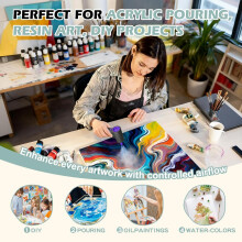 Cordless Acrylic Paint Pouring Blower, Paint Pouring Supplies with 2 Nozzles Vacuum Featuring for Fluid Art, Watercolor