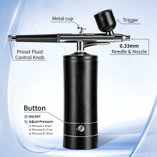 Airbrush Kit Rechargeable with Compressor 3 Air Pressure Adjustment Cordless Air Brush for Decorating and Model Painting
