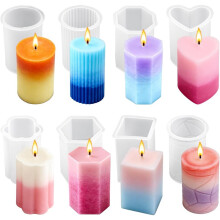 8PCS Reusable Silicone Candle Molds Set - for DIY Candle Making, Soap, Resin Crafts, Easy Release Candle Making Kit