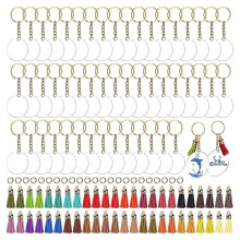 200 Acryl-Schlüsselanhänger-Rohlinge mit Ringen, Transparent (200 Stück, Gold)