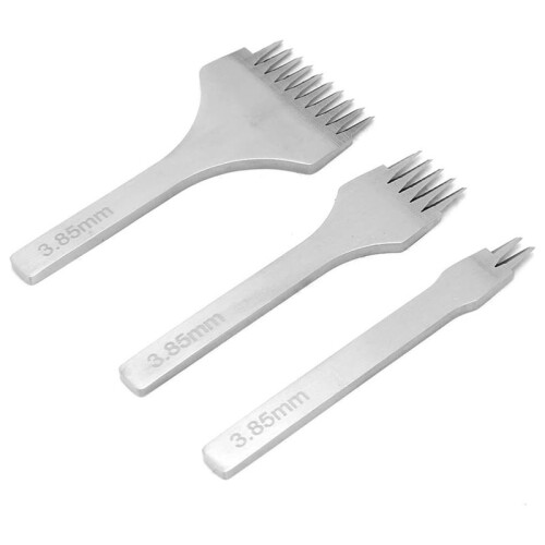 3Pcs Leather Stitching Punch Set Handwork Hole Punch Pricking Iron Chisel Punching Tool for Leather  DIY(3.85mm) 2