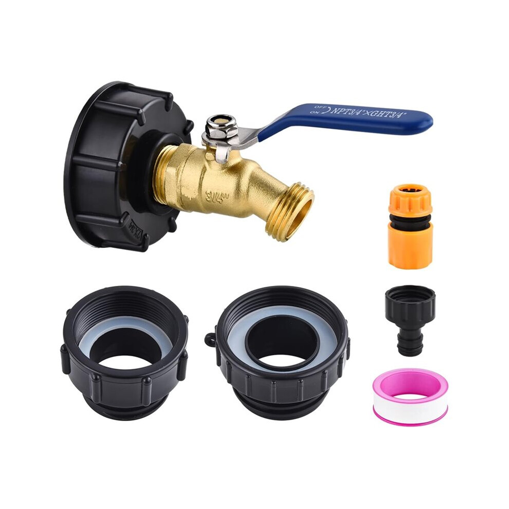 275-330 Gallon Ibc Tote Tank Adapter Kit 2.44" Fine 2 "Fine And 2" Coarse Thread 3/4" Male Npt Inlet X3/4" Male 6033075514817