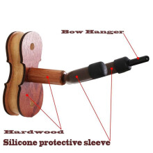Gancho para Violín en Tono Palisandro. Base de Madera Maciza. Gancho de Pared Resistente para Colgar el Violín y el Arco.